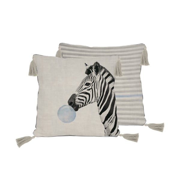 Poduszka z domieszką lnu Little Nice Things Zebra, 45x45 cm
