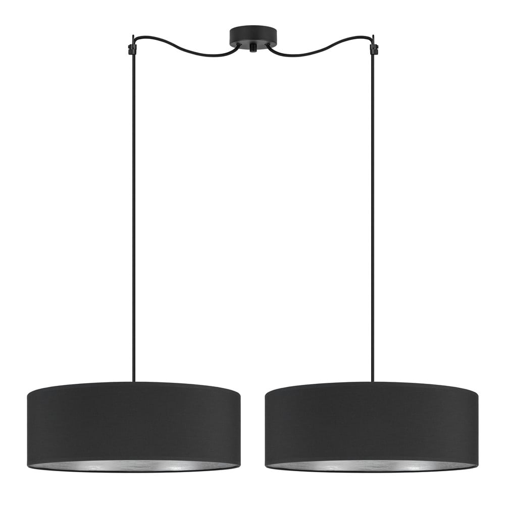 Czarna podwójna lampa wisząca z detalem w srebrnym kolorze Bulb Attack Tres XL, ⌀ 45 cm