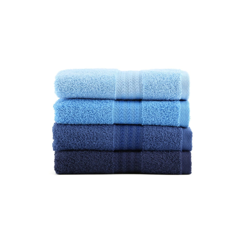 Komplet 4 niebieskich ręczników bawełnianych Rainbow Sky, 70x140 cm