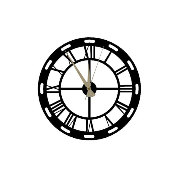 Czarny zegar ścienny Roman Clock, 48x50 cm