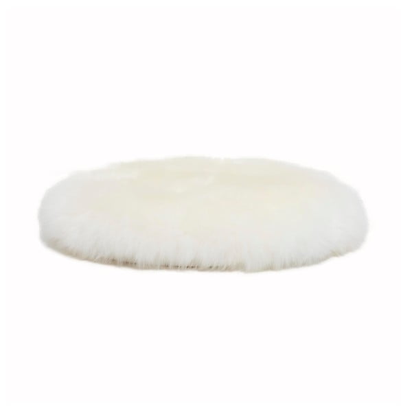 Biała poduszka na krzesło ze skóry owczej Native Natural Round, ⌀ 40 cm