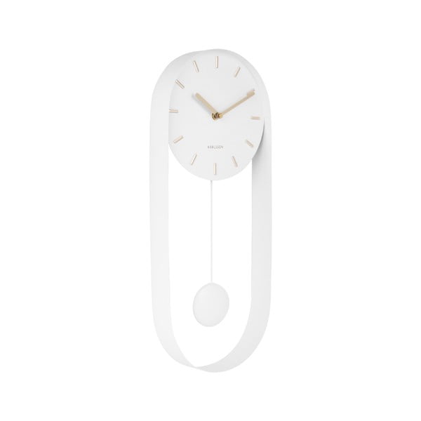 Biały wahadłowy zegar ścienny Karlsson Charm