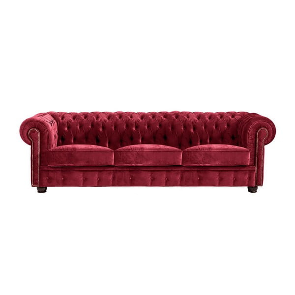 Czerwona sofa Max Winzer Norwin Velvet, 200 cm