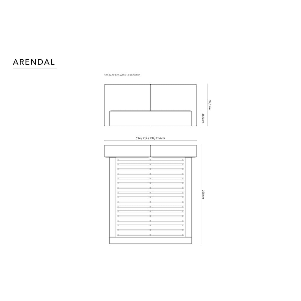 Beżowe tapicerowane łóżko dwuosobowe ze schowkiem i stelażem 200x200 cm Arendal – Cosmopolitan Design