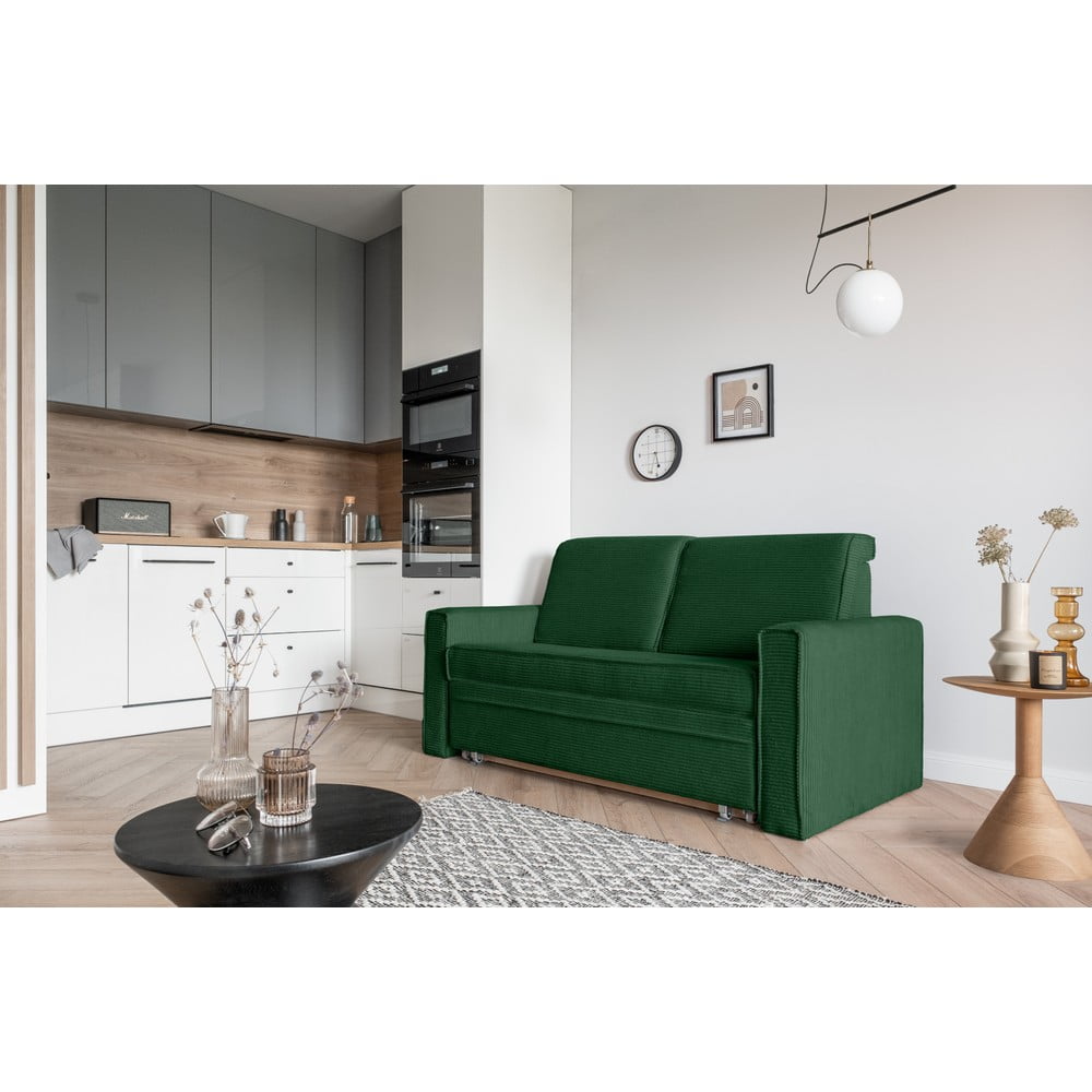 Ciemnozielona rozkładana sofa 168 cm Lucky Lucy – Miuform