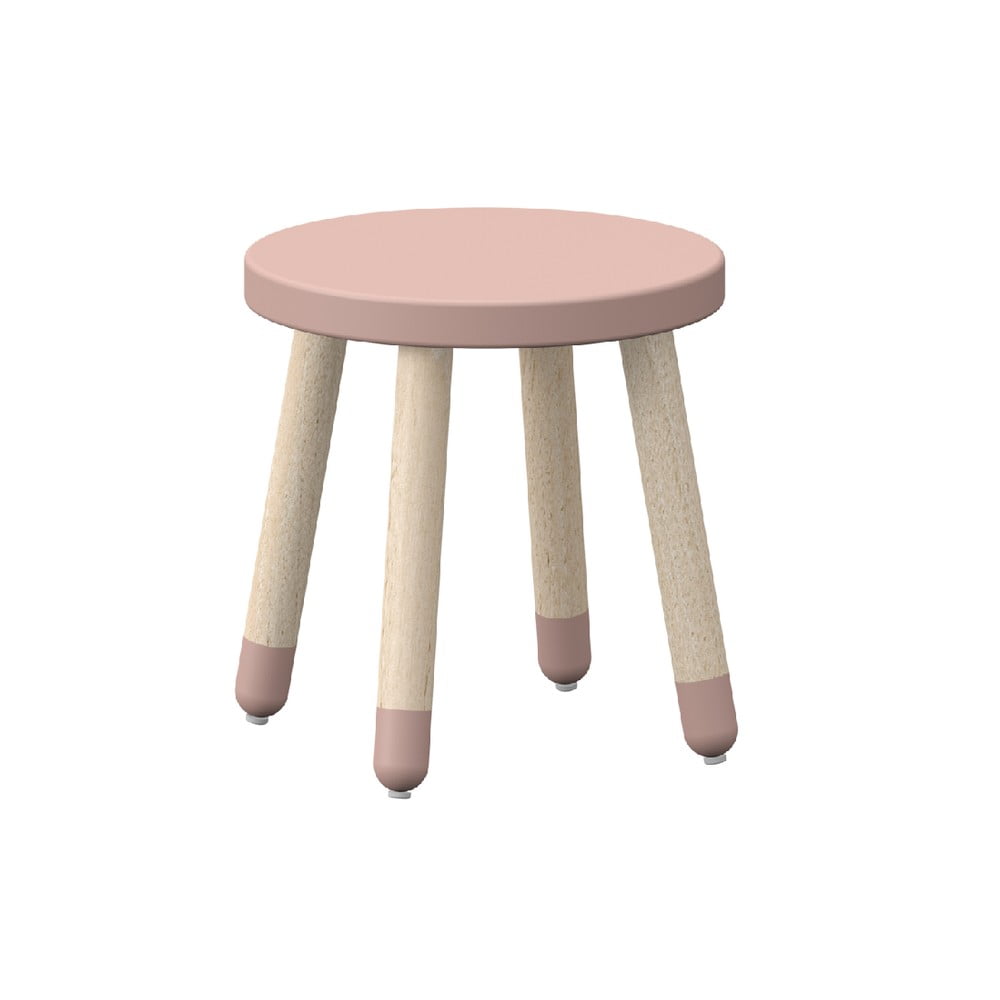 Różowy stołek dziecięcy z drewna jesionowego Flexa Play, ø 30 cm