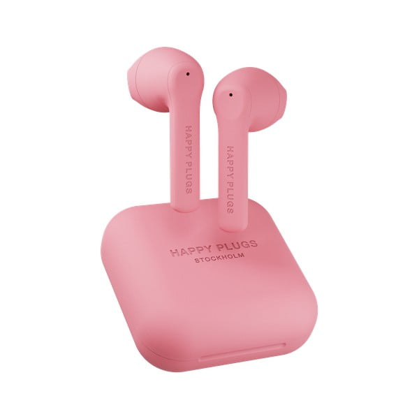 Różowe słuchawki bezprzewodowe Happy Plugs Air 1 Go