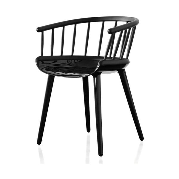 Czarne krzesło z oparciem z drewna jesionu Magis Cyborg