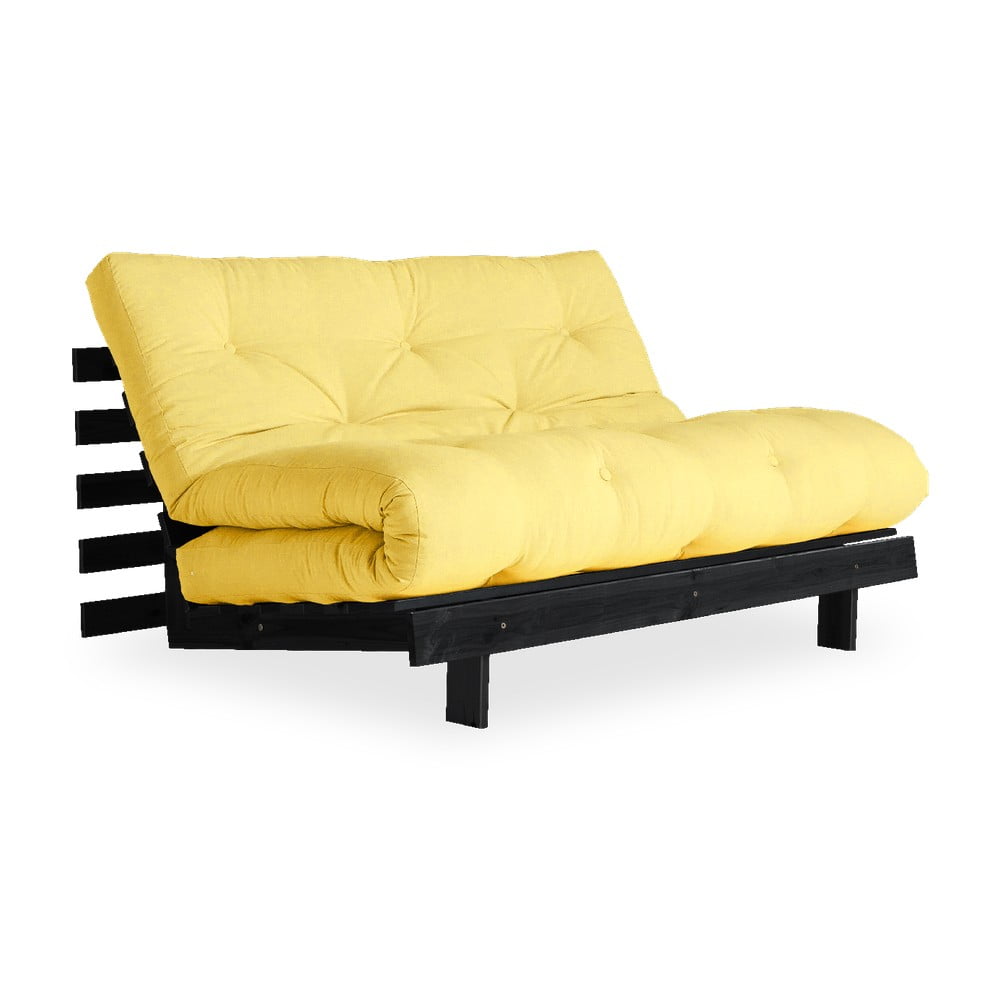 Sofa rozkładana z jasnożółtympokryciem Karup Design Roots Black/Yellow