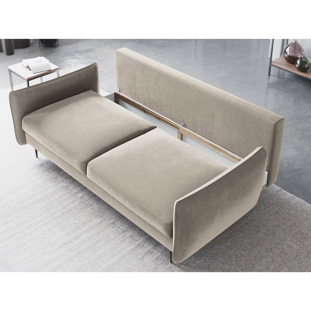 Beżowa sofa rozkładana ze schowkiem Cosmopolitan Design Vermont