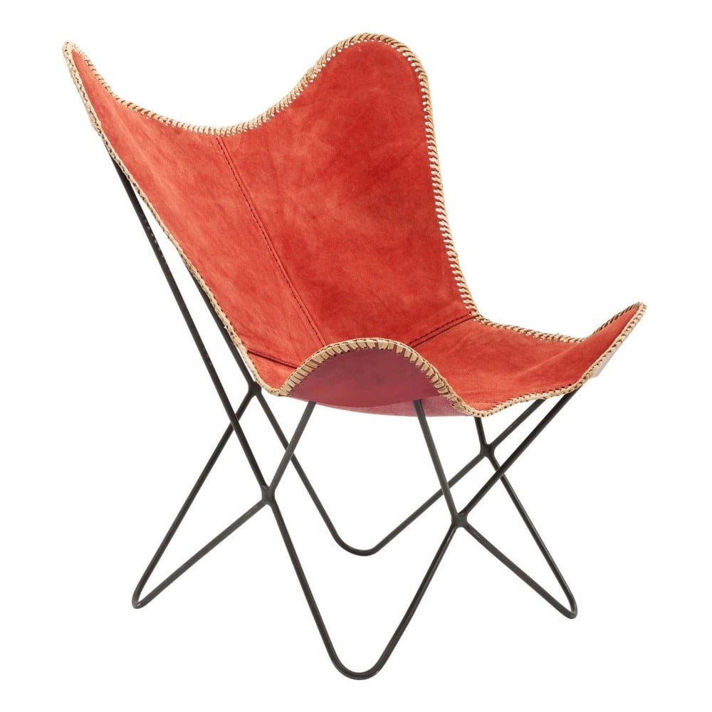 Czerwony fotel skórzany Kare Design Butterfly Wild