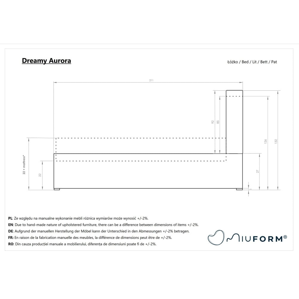 Turkusowe tapicerowane łóżko dwuosobowe ze schowkiem i stelażem 160x200 cm Dreamy Aurora – Miuform