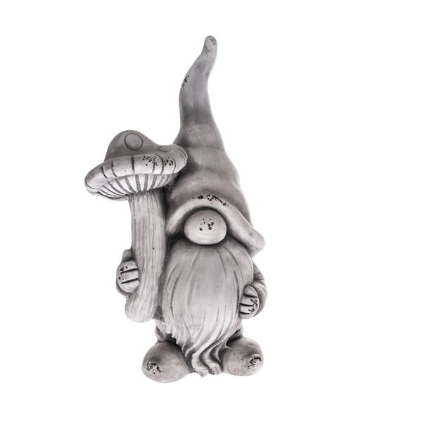 Szara dekoracja Dakls Mushroom Gnome, wys. 44,5 cm
