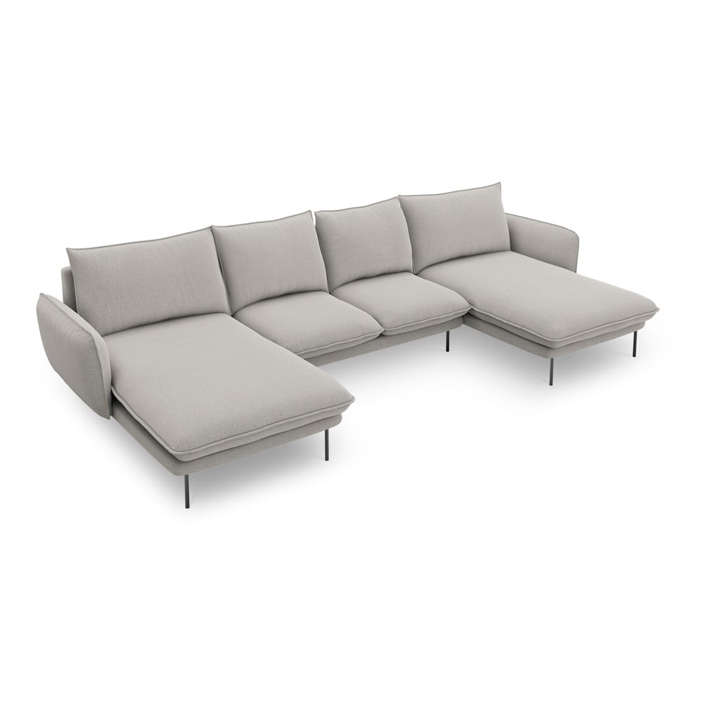 Jasnoszara sofa w kształcie litery U Cosmopolitan Design Vienna