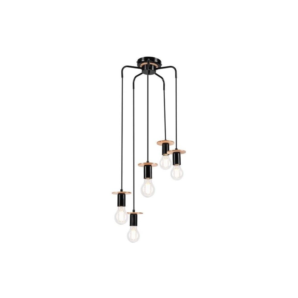 Czarna lampa wisząca z 5 kloszami LAMKUR Angelina