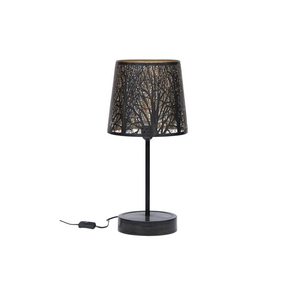 Czarna lampa stołowa WOOOD Keto, ø 28 cm