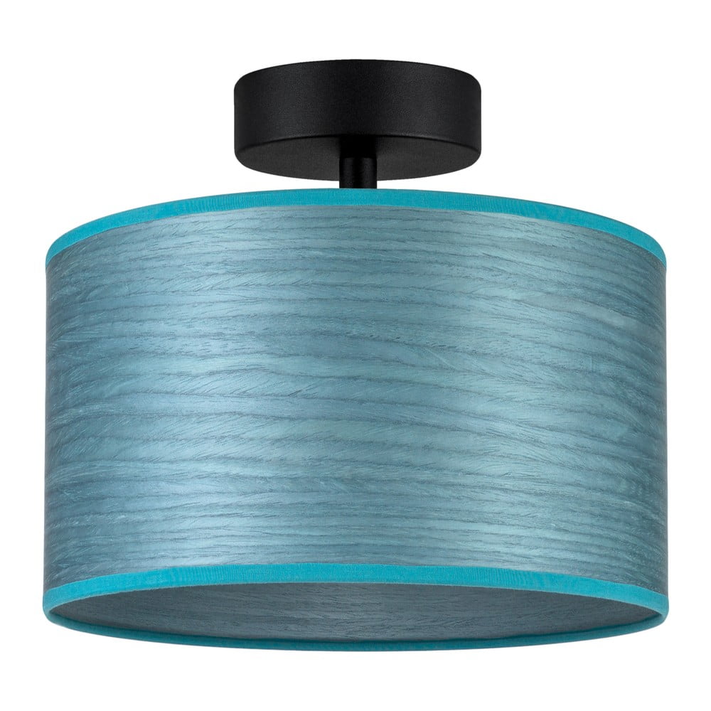 Niebieska lampa sufitowa z naturalnego forniru Bulb Attack Ocho S, ⌀ 25 cm