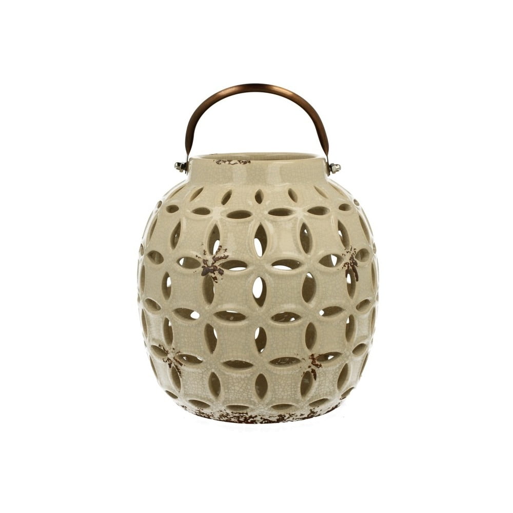 Kremowy lampion ceramiczny Duo Gift, wys. 17,8 cm