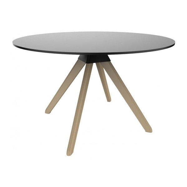Czarny stół z konstrukcją z bukowego drewna Magis Cuckoo, ø 75 cm