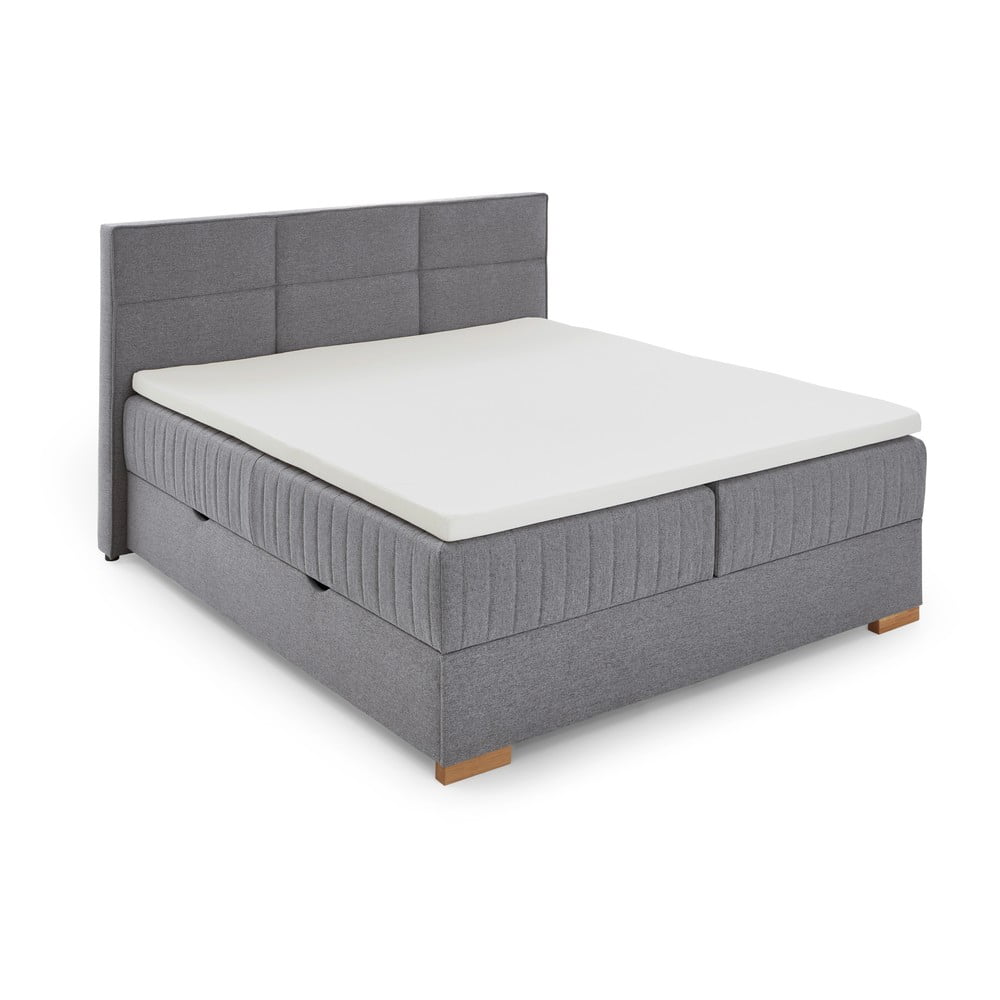 Szare łóżko boxspring ze schowkiem 180x200 cm Tambo – Meise Möbel