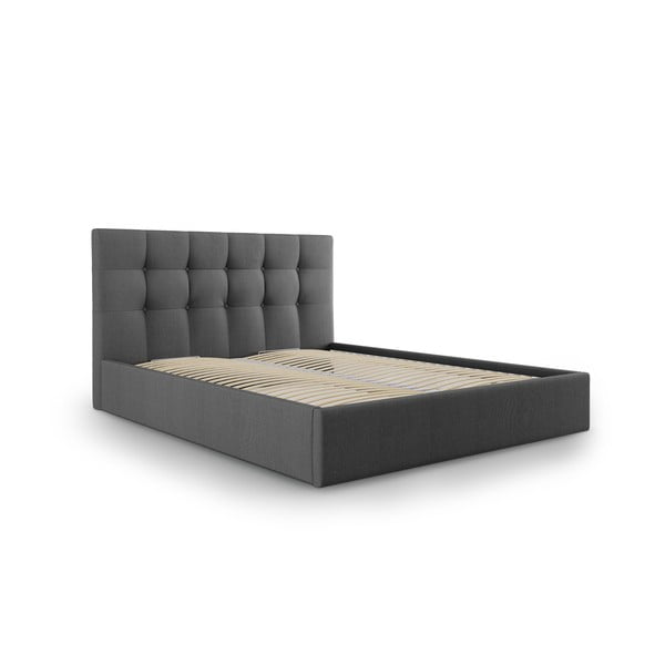 Ciemnoszare łóżko dwuosobowe Mazzini Beds Nerin, 180x200 cm