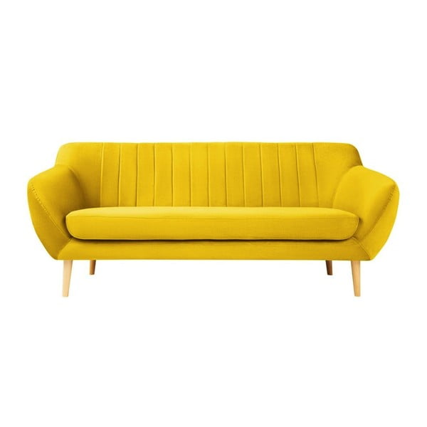 Żółta aksamitna sofa Mazzini Sofas Sardaigne, 188 cm