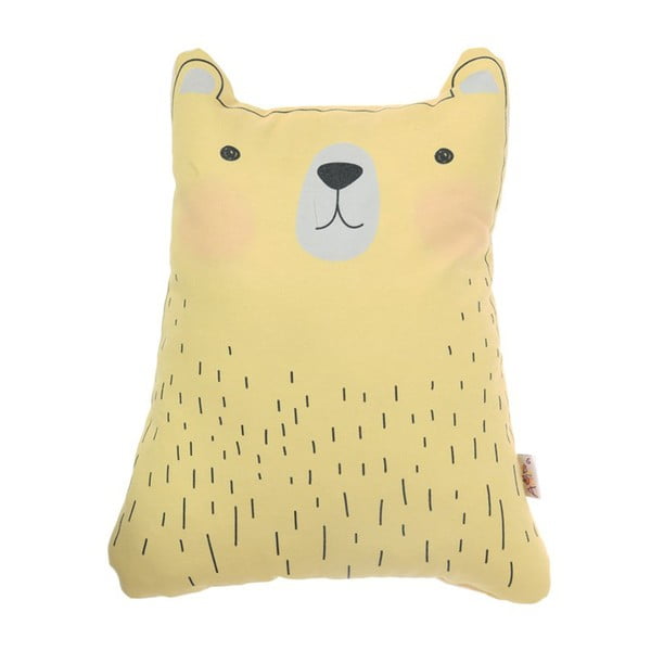 Żółta poduszka dziecięca z domieszką bawełny Mike & Co. NEW YORK Pillow Toy Bear Cute, 22x30 cm