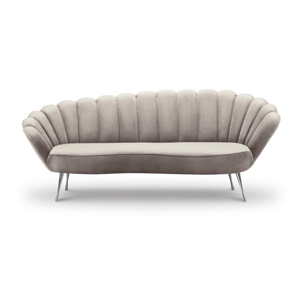 Beżowa asymetryczna sofa z aksamitnym obiciem Interieurs 86 Varenne, 224 cm