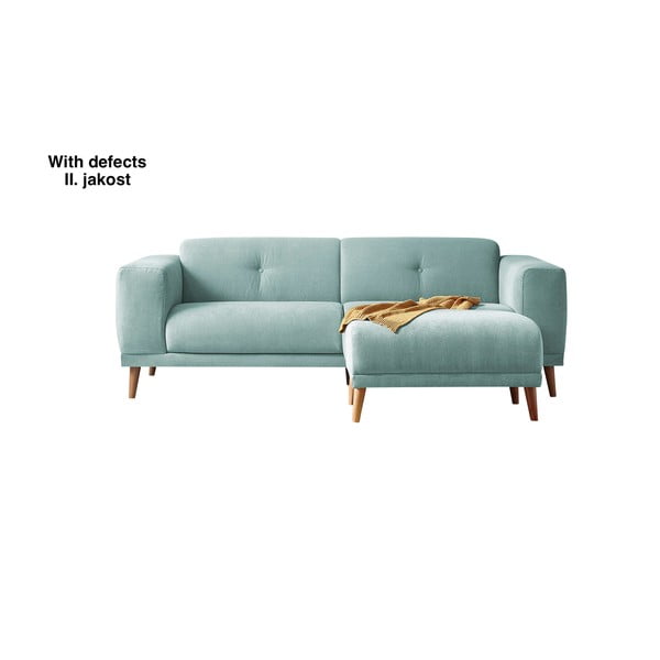 (II. jakość) Błękitna sofa z podnóżkiem Bobochic Paris Luna