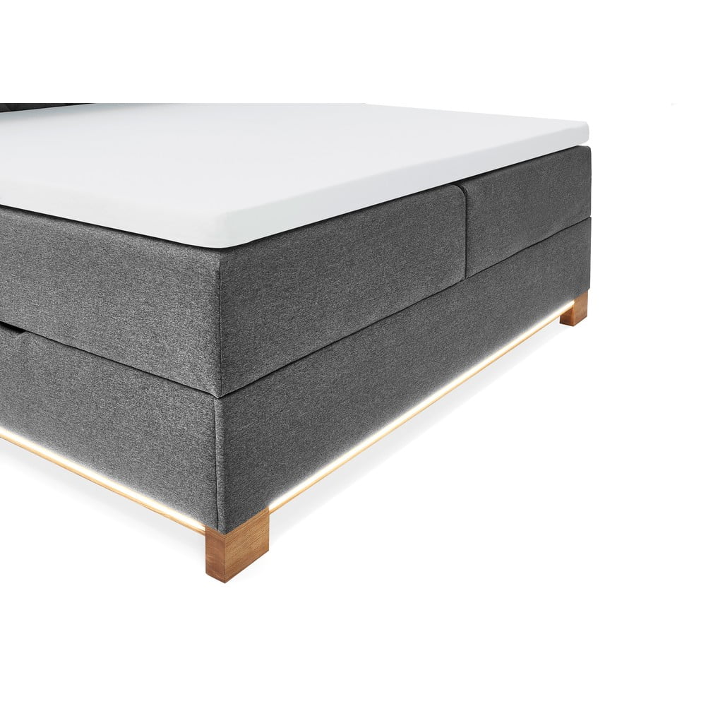 Szare łóżko boxspring ze schowkiem 180x200 cm Messina – Meise Möbel