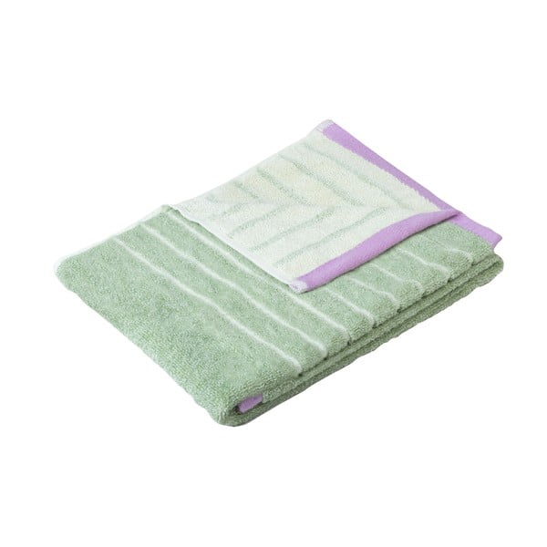 Zielony bawełniany ręcznik Hübsch Dora, 70x140 cm