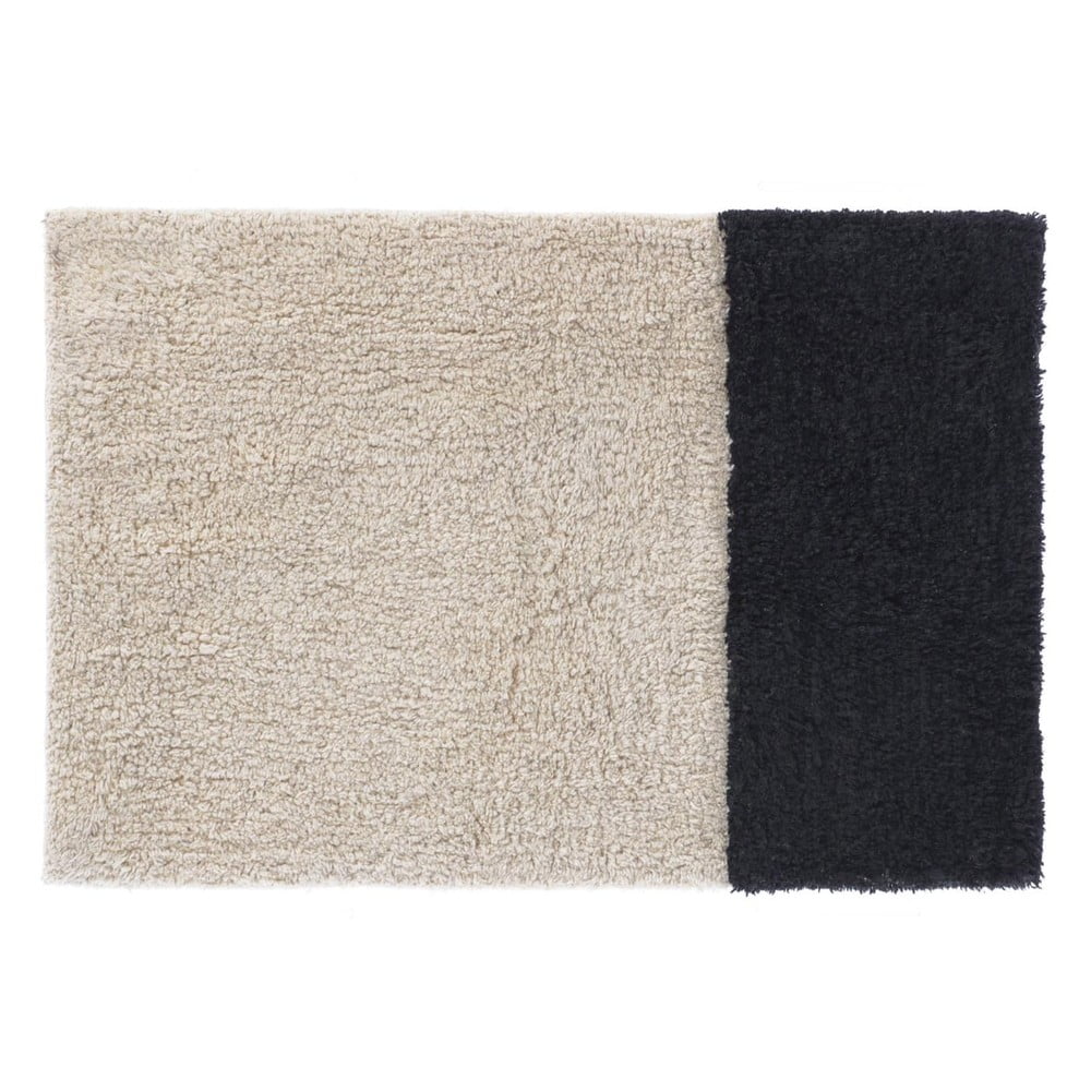 Фото - Килим Kave Home Czarno-kremowy dywanik łazienkowy 40x60 cm Maica –  biały,beżowy, 