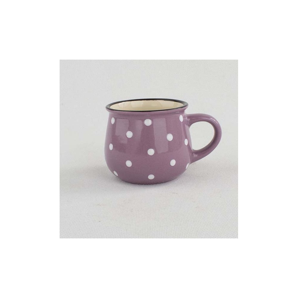 Fioletowy ceramiczny kubek w kropki Dakls, obj. 0,2 l