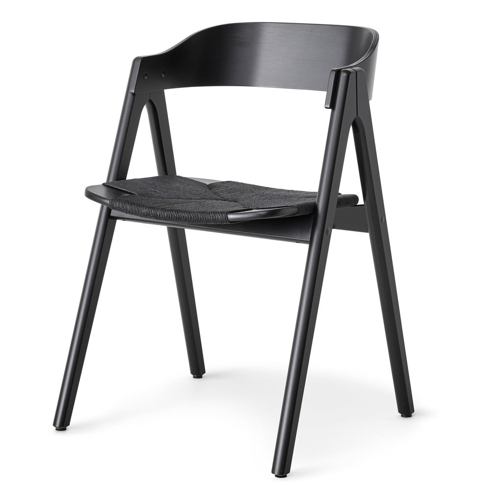 Czarne krzesło z drewna bukowego z czarnym rattanowym siedziskiem Findahl by Hammel Mette