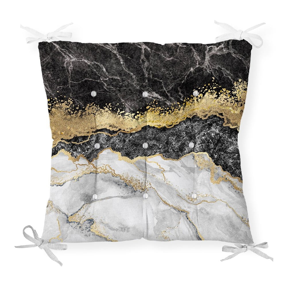Poduszka na krzesło Minimalist Cushion Covers Black Gold Marble, 40x40 cm