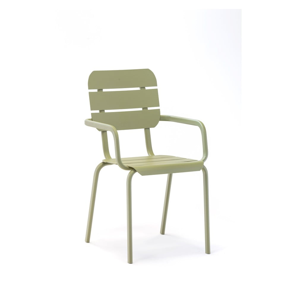 Zestaw 4 oliwkowych krzeseł ogrodowych z podłokietnikami Ezeis Alicante