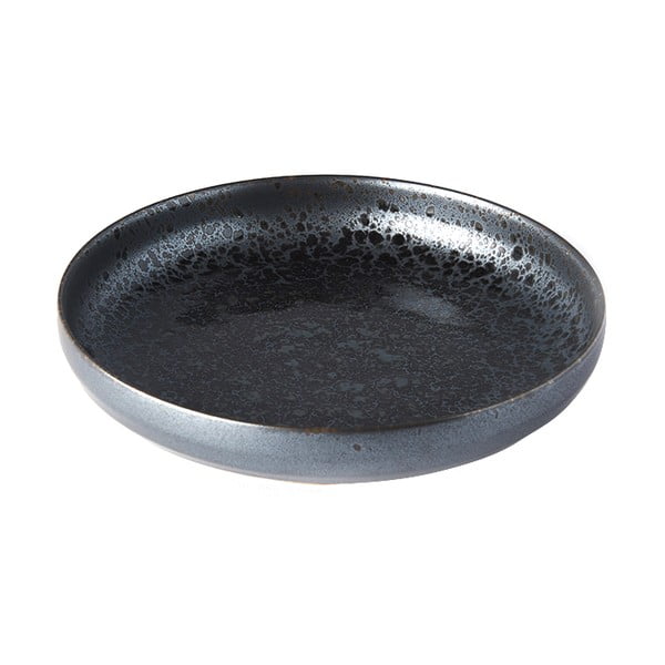 Czarno-szary talerz ceramiczny z wysokim brzegiem MIJ Pearl, ø 22 cm