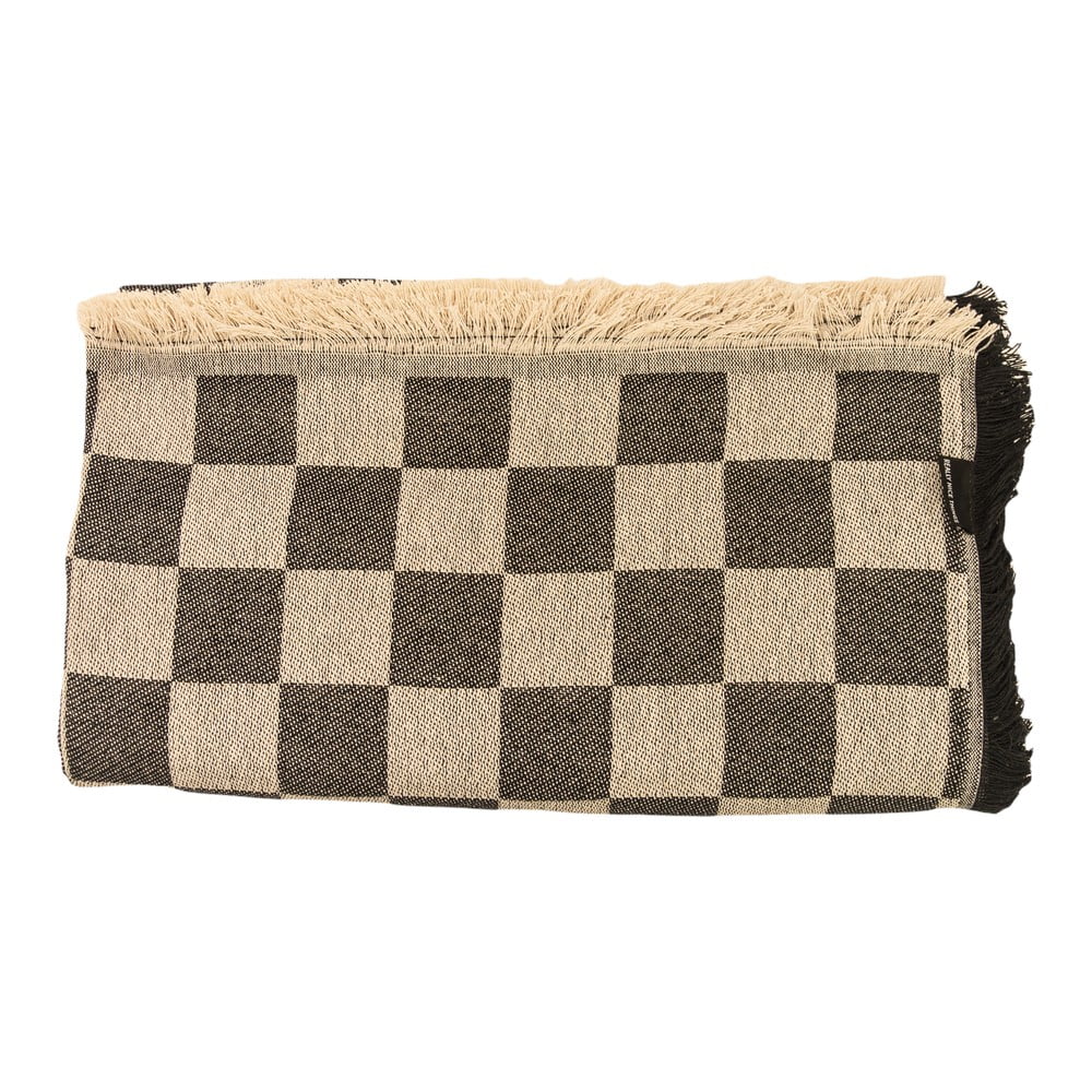 Czarna/beżowa narzuta na łóżko dwuosobowe 240x240 cm Black Checkerboard – Really Nice Things