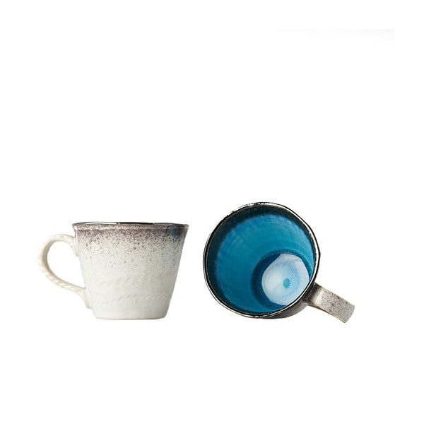 Niebiesko-biały ceramiczny kubek MIJ, 250 ml