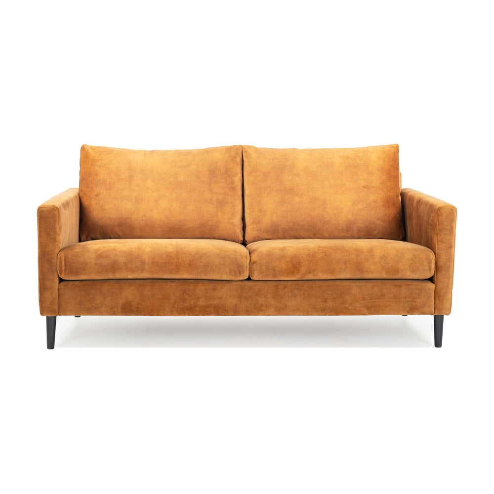 Żółta sofa z aksamitnym obiciem Scandic Adagio, szer. 153 cm