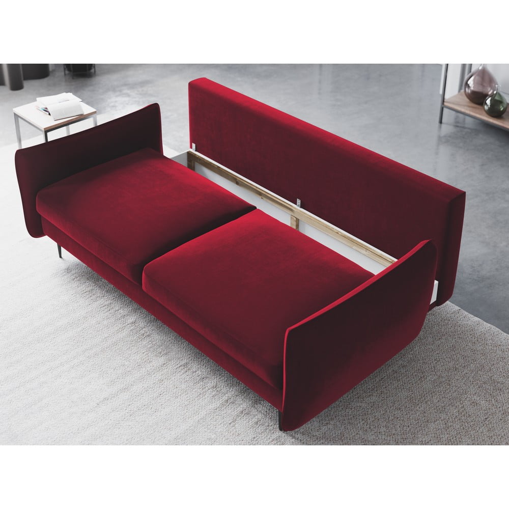 Czerwona sofa rozkładana ze schowkiem Cosmopolitan Design Vermont