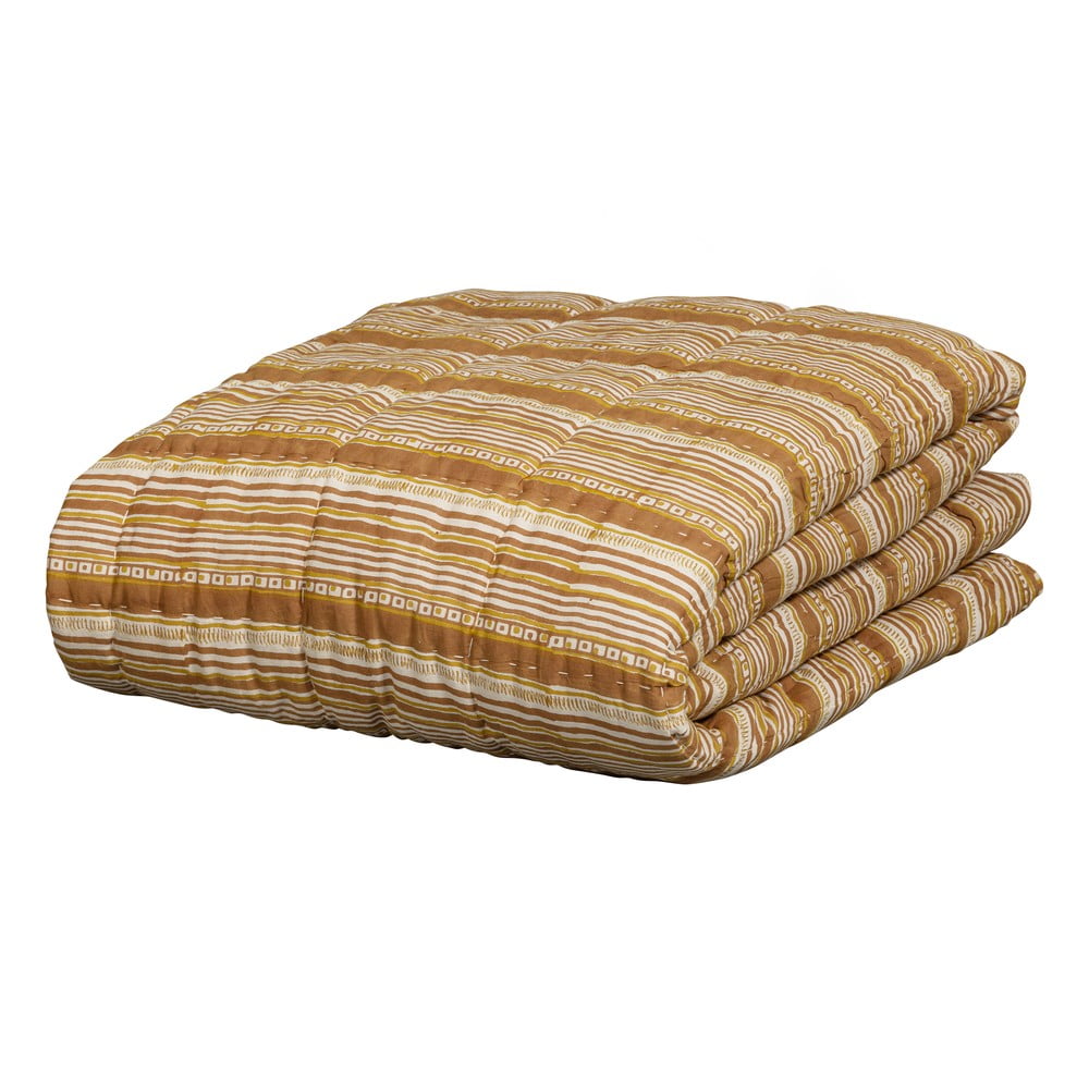 Фото - Постільна білизна Brązowa/beżowa bawełniana narzuta na łóżko dwuosobowe 220x265 cm Banding –