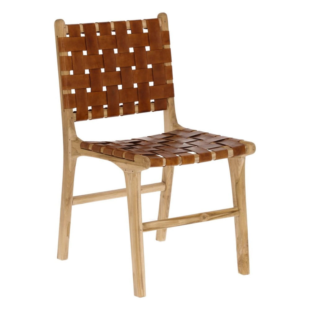 Koniakowe/naturalne krzesła zestaw 2 szt. ze skóry Calixta – Kave Home