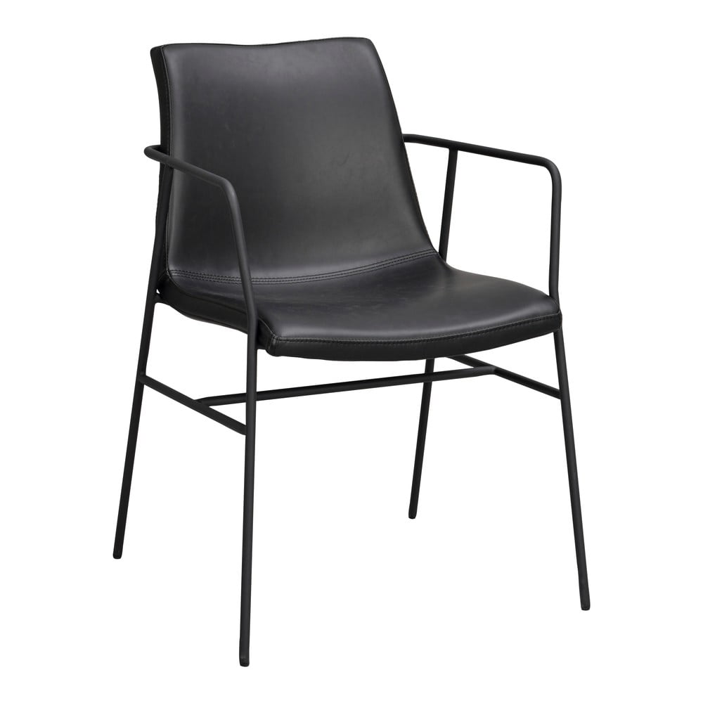 Czarne krzesło z obiciem ze sztucznej skóry Rowico Huntington