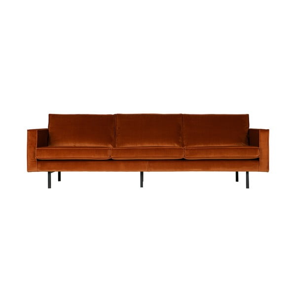 Pomarańczowa aksamitna sofa BePureHome Rodeo, 277 cm
