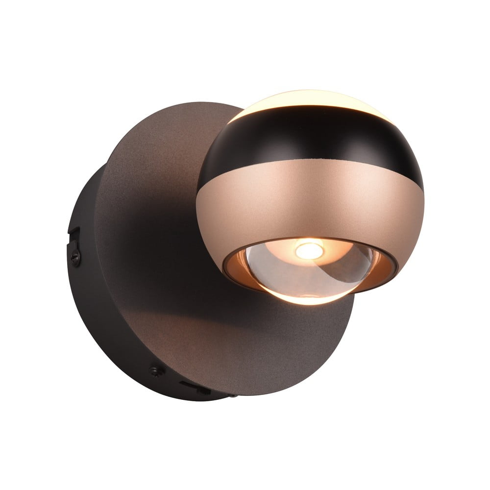 Kinkiet LED w czarno-miedzianym kolorze ø 10 cm Orbit – Trio Select