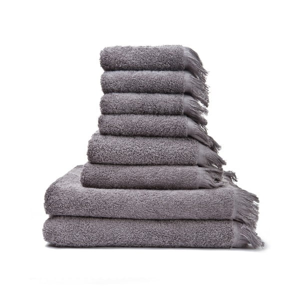 Zestaw 8 szarych ręczników ze 100% bawełny Bonami