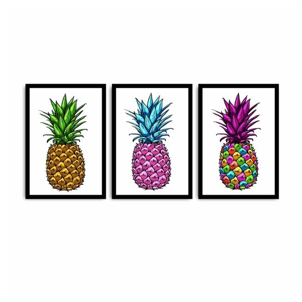 Obraz trzyczęściowy Pineapple, 109x50 cm
