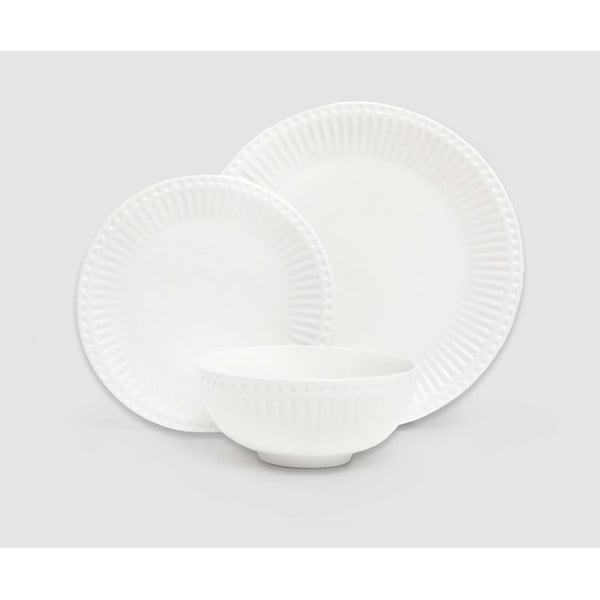 18-częściowy zestaw białych talerzy z porcelany Bonami Essentials Purita