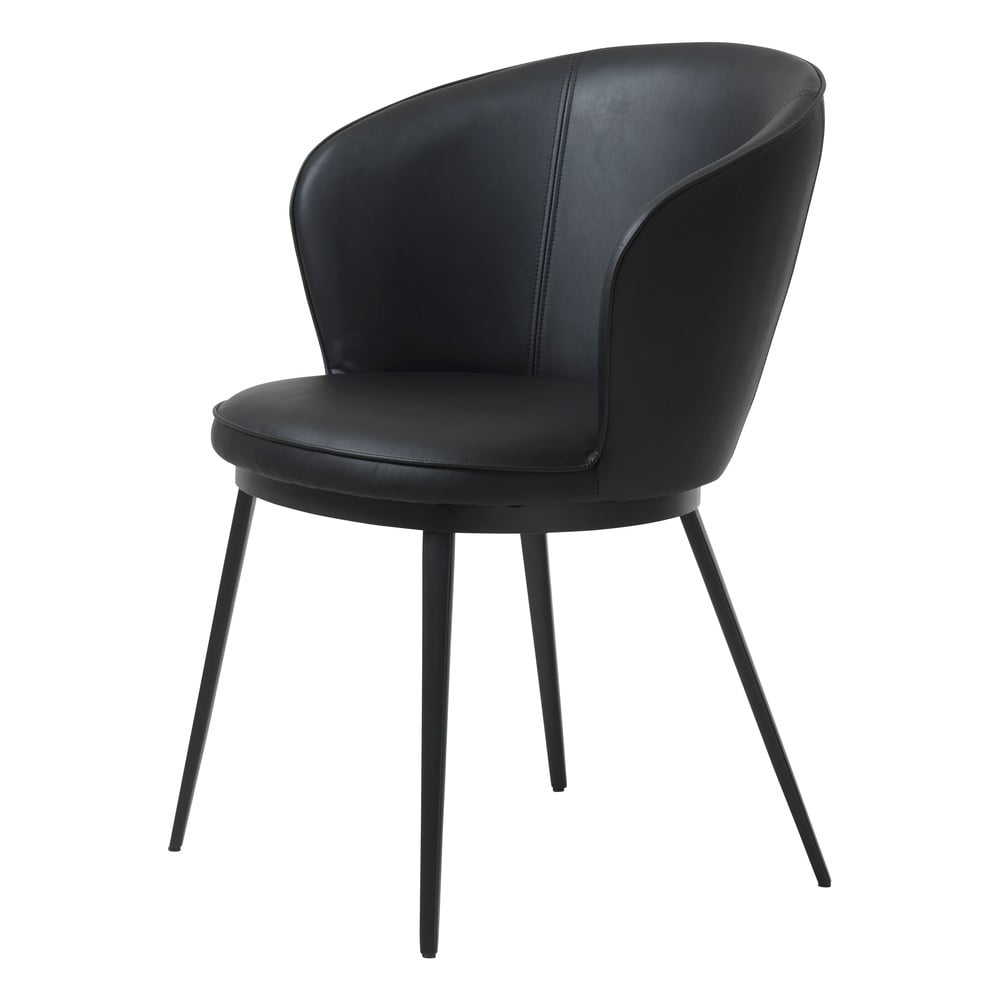 Czarne krzesło do jadalni z imitacji skóry Unique Furniture Gain Leath